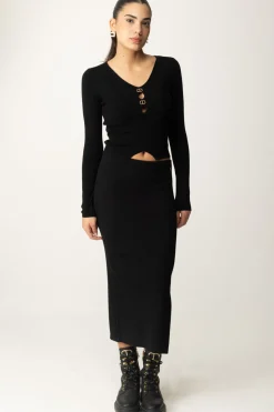 Twin-set Gonna Midi In Misto Viscosa StretchNERO