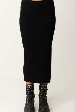 Twin-set Gonna Midi In Misto Viscosa StretchNERO