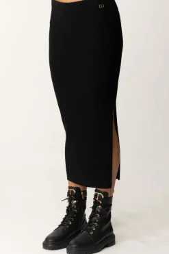 Twin-set Gonna Midi In Misto Viscosa StretchNERO