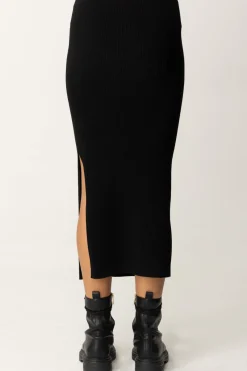 Twin-set Gonna Midi In Misto Viscosa StretchNERO