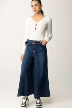 Twin-set Jeans Crop Svasati con CinturaDENIM SCURO