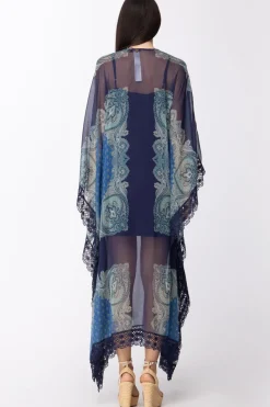 Twin-set Kaftano Lungo con Orli In Pizzo e SottovesteST.FOULARD CACHEMIRE NAUTICAL