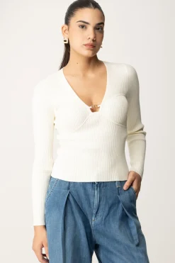 Twin-set Maglia a Coste con Coppe SagomateNEVE