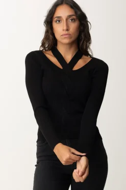 Twin-set Maglia a Costine con Cut-outNERO