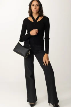 Twin-set Maglia a Costine con Cut-outNERO
