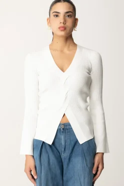 Twin-set Maglia a Costine con Incrocio FrontaleNEVE