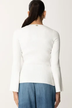 Twin-set Maglia a Costine con Incrocio FrontaleNEVE