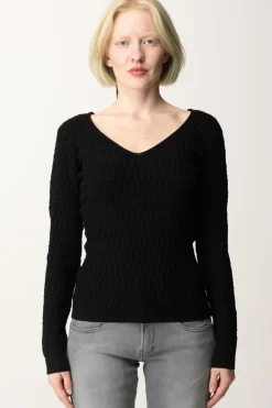 Twin-set Maglia a Costine con Dettaglio Sul RetroNERO