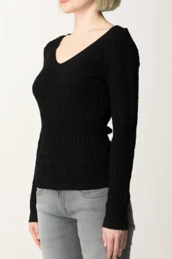 Twin-set Maglia a Costine con Dettaglio Sul RetroNERO