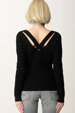 Twin-set Maglia a Costine con Dettaglio Sul RetroNERO