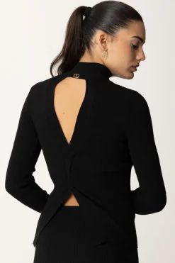 Twin-set Maglia a Lupetto con Apertura Sul RetroNERO