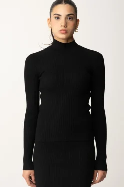 Twin-set Maglia a Lupetto con Apertura Sul RetroNERO