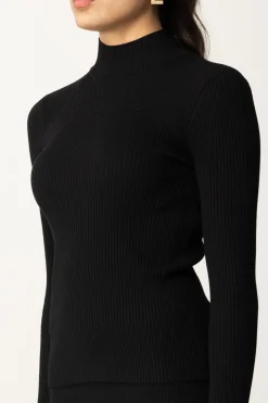 Twin-set Maglia a Lupetto con Apertura Sul RetroNERO