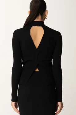 Twin-set Maglia a Lupetto con Apertura Sul RetroNERO