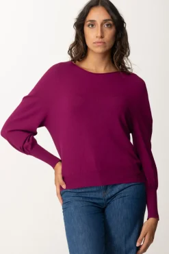 Twin-set Maglia Boxy con Scollo a BarcaRED PLUM