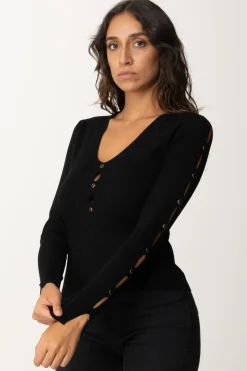 Twin-set Maglia con Aperture e BorchietteNERO