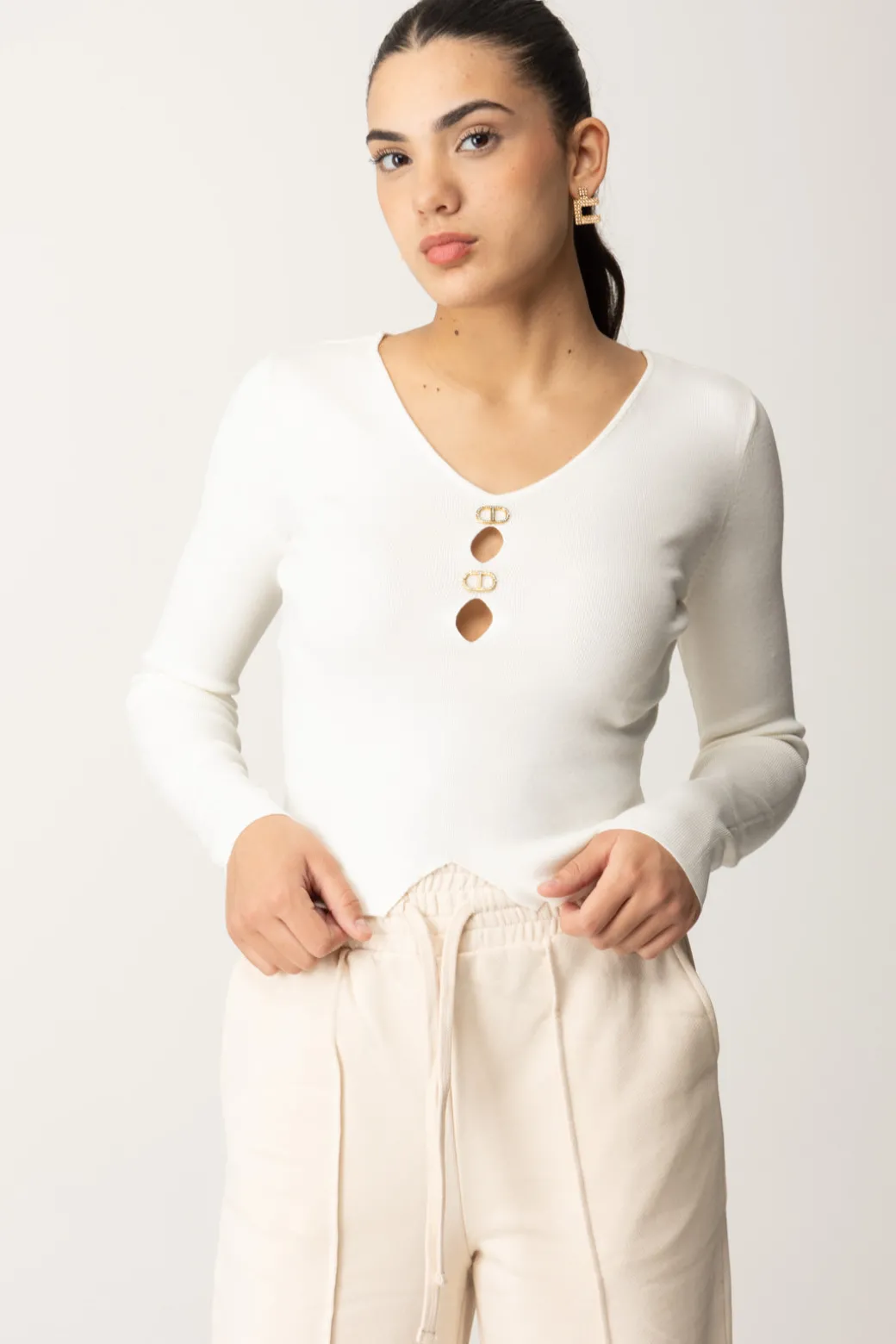 Twin-set Maglia con Dettagli LogatiNEVE