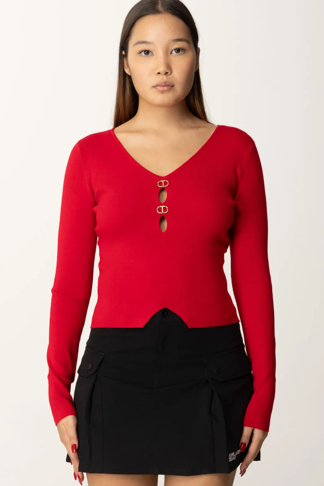 Twin-set Maglia con Dettagli LogatiROSSO VENEZIANO