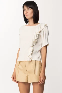 Twin-set Maglia con Inserto e Volant In RasoNEVE