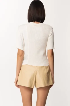 Twin-set Maglia con Inserto e Volant In RasoNEVE