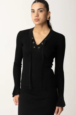 Twin-set Maglia con Intreccio Alla ScollaturaNERO