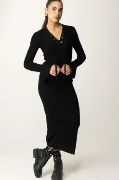 Twin-set Maglia con Intreccio Alla ScollaturaNERO