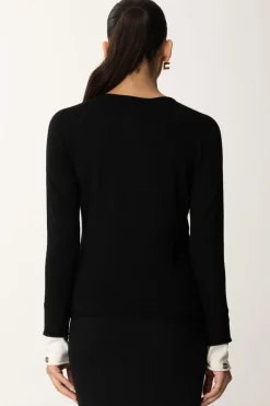 Twin-set Maglia con Logo Sui PolsiniBIC.NERO/NEVE