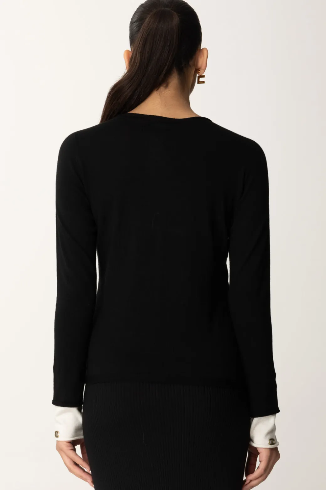 Twin-set Maglia con Logo Sui PolsiniBIC.NERO/NEVE