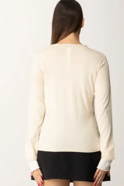 Twin-set Maglia con Logo Sui PolsiniBIC.LIGHT BEIGE/NEVE