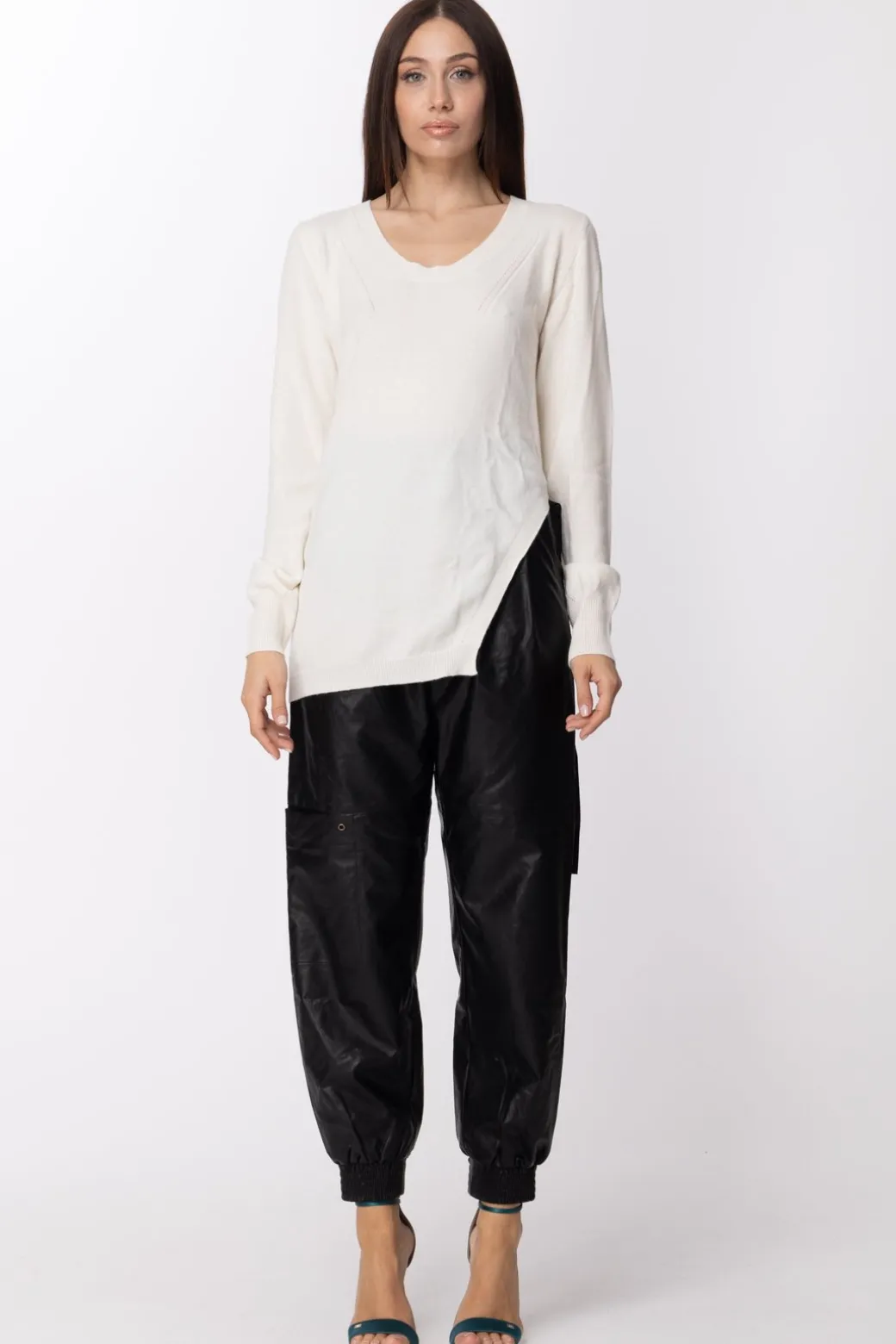 Twin-set Maglia con Spacco e Nastro LateraleNEVE