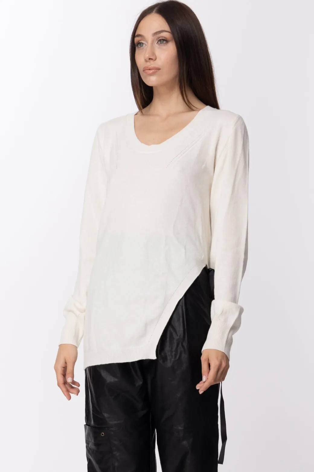 Twin-set Maglia con Spacco e Nastro LateraleNEVE