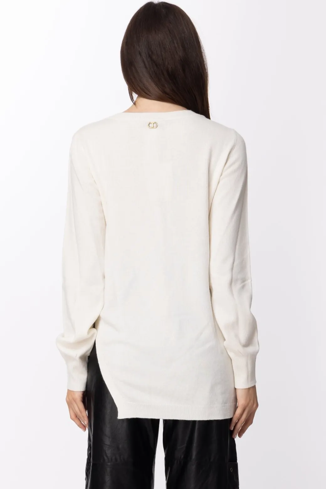 Twin-set Maglia con Spacco e Nastro LateraleNEVE