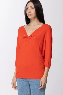 Twin-set Maglia In Viscosa Stretch con Arricciatura e Cut OutLOBSTER