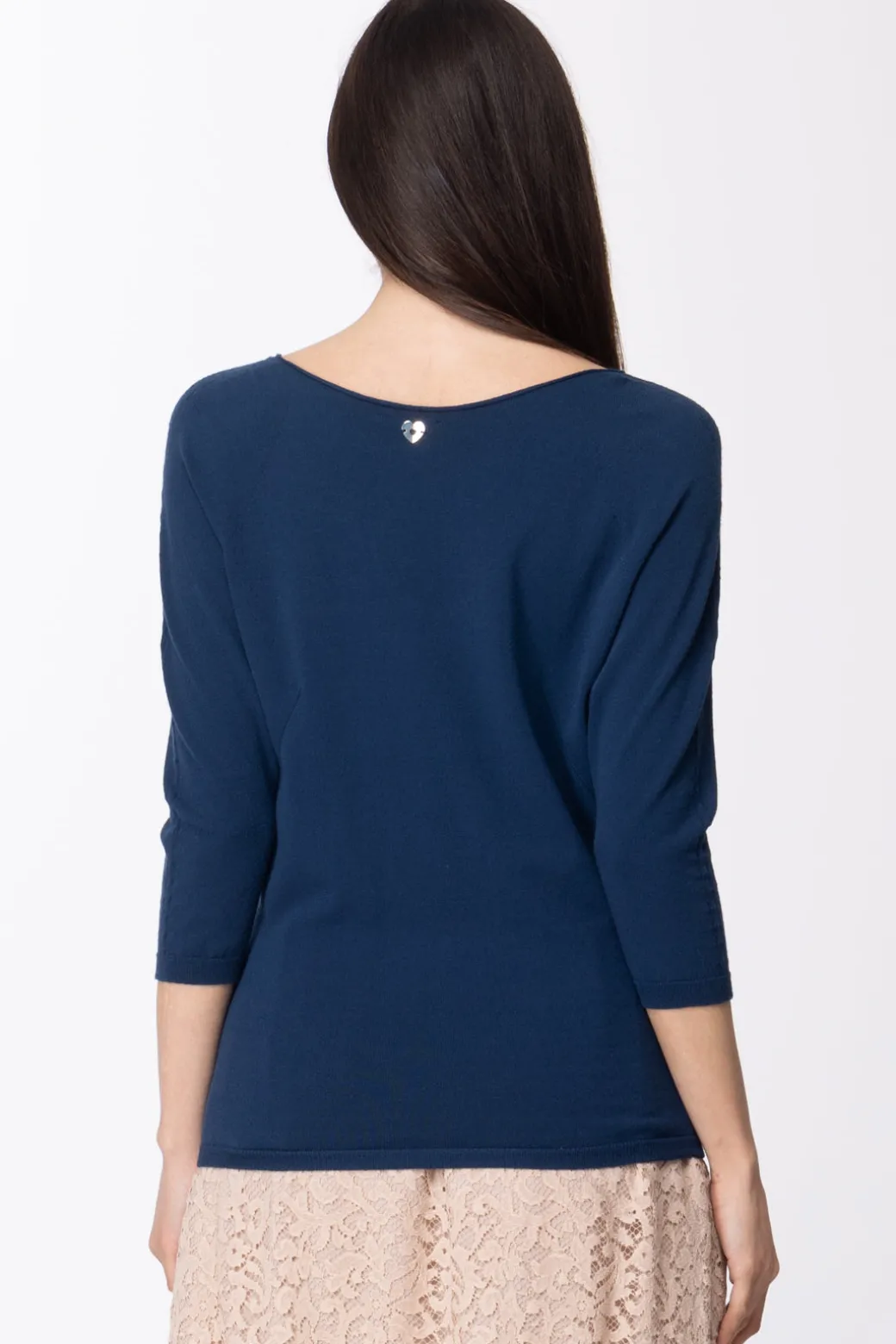 Twin-set Maglia In Viscosa Stretch con Arricciatura e Cut OutBLU NAUTICO