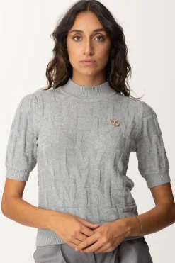 Twin-set Maglia Lupetto con Logo LetteringWARM MELANGE GRAY