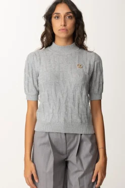 Twin-set Maglia Lupetto con Logo LetteringWARM MELANGE GRAY