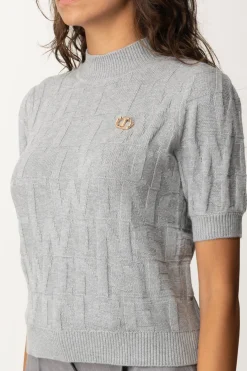 Twin-set Maglia Lupetto con Logo LetteringWARM MELANGE GRAY