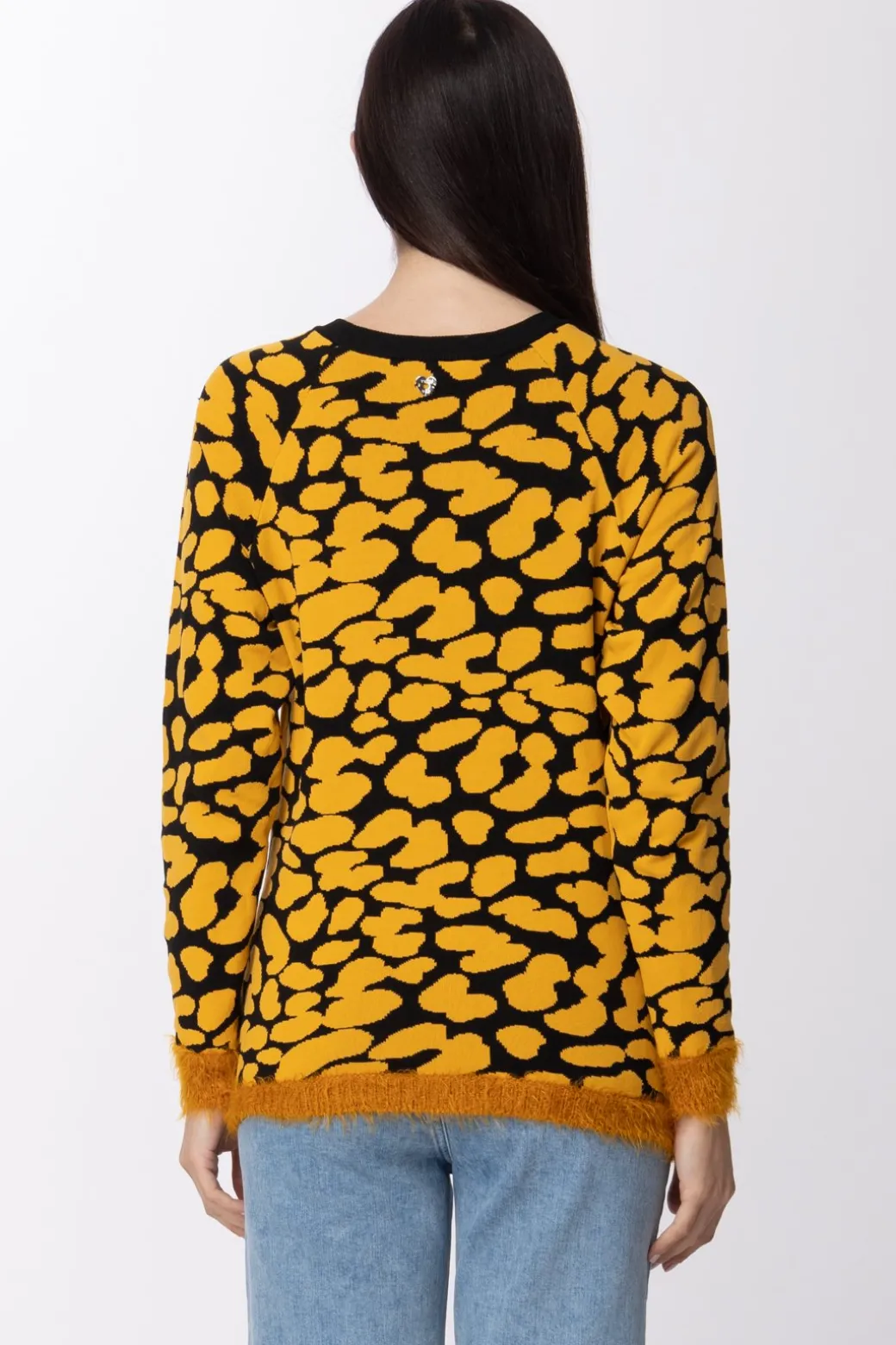 Twin-set Maglia Maculata con Riporti In PellicciottoGOLDEN YELLOW/NERO