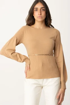 Twin-set Maglia Maniche a Sbuffo con CinturinoSANDY BROWN