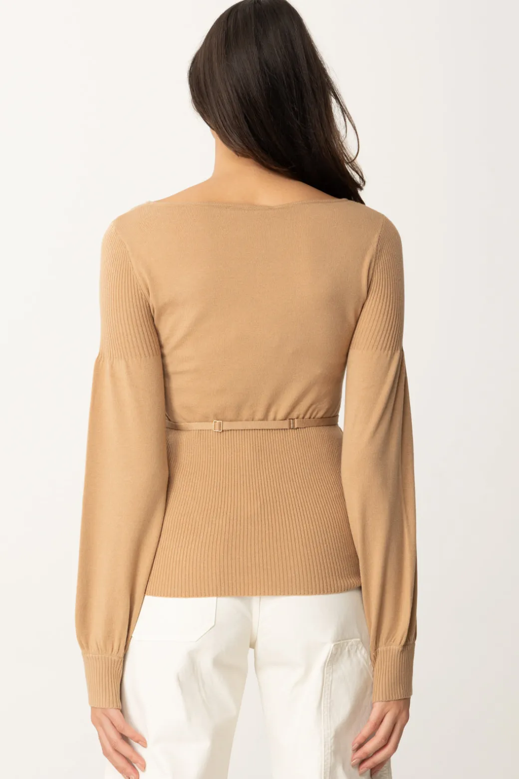 Twin-set Maglia Maniche a Sbuffo con CinturinoSANDY BROWN