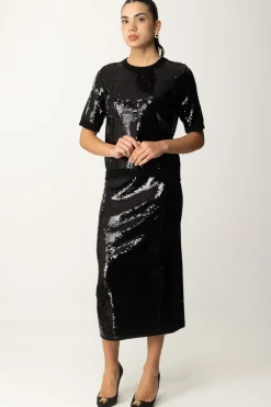 Twin-set Maglia Maniche Corte Full PaillettesNERO