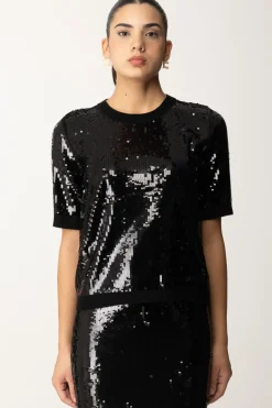 Twin-set Maglia Maniche Corte Full PaillettesNERO