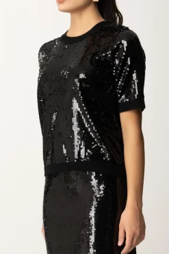 Twin-set Maglia Maniche Corte Full PaillettesNERO