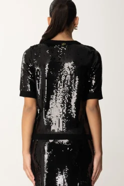 Twin-set Maglia Maniche Corte Full PaillettesNERO