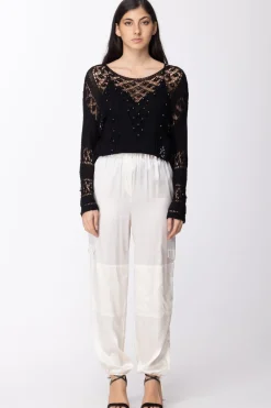 Twin-set Maglia Traforata con PerlineNERO