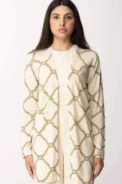 Twin-set Maxi Cardigan con StampaST.OVAL T CHAINS NEVE