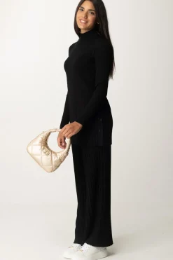 Twin-set Maxi Maglia Plissé con BottoniNERO