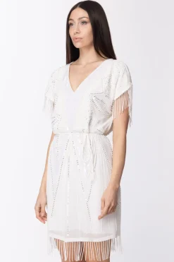 Twin-set Mini Abito con Ricami In Perline e FrangeNEVE