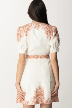 Twin-set Mini Abito In Lino Stampa FioriST.TOILE DE JOUY NEVE/PAPAYA