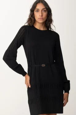 Twin-set Mini Abito In Maglia con CinturaNERO